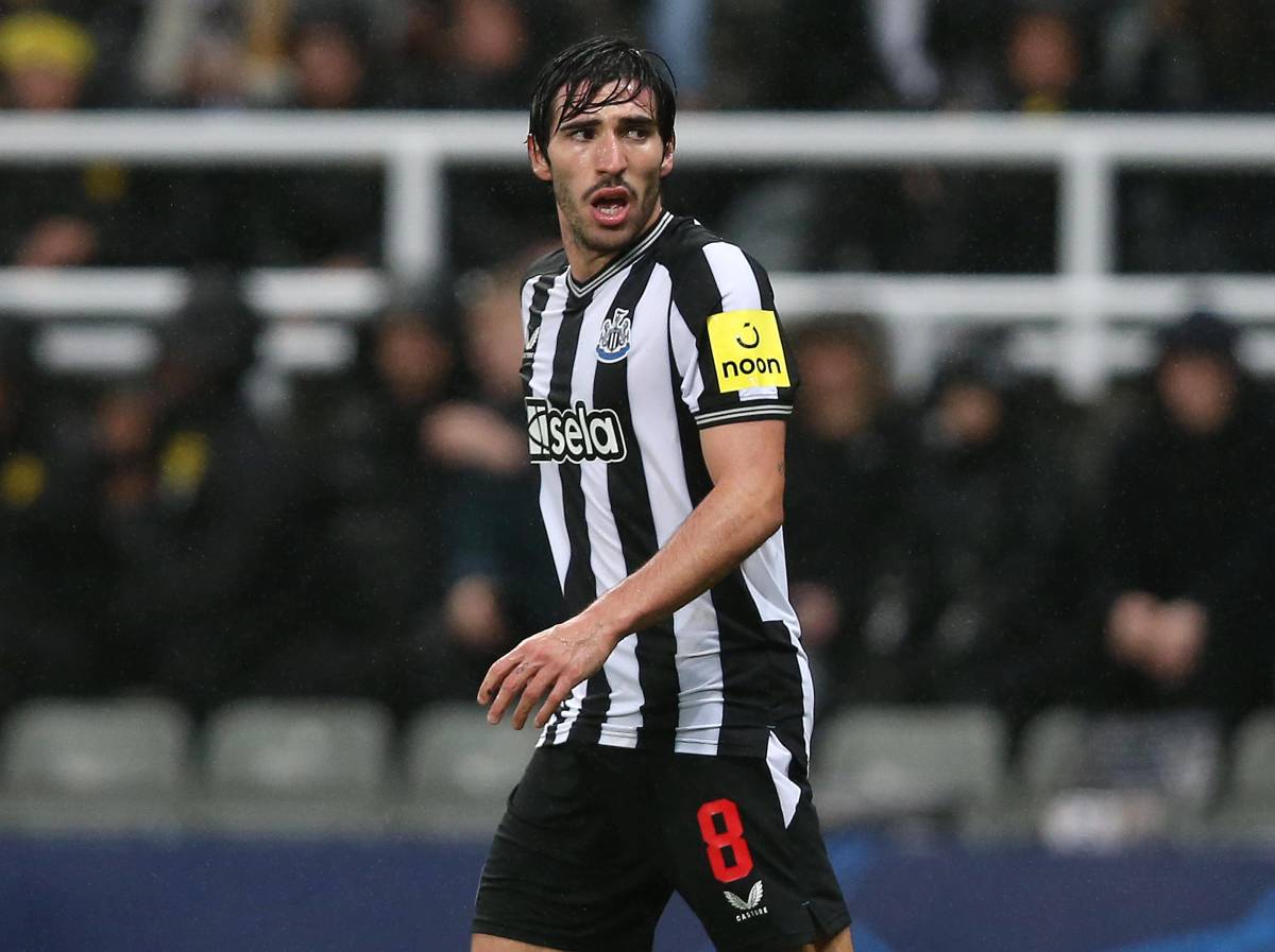 Italian midfielder Sandro Tonali pictured playing for Newcastle United against Borussia Dortmund in October 2023, one day before he was hit with a 10-month ban from football for breaching betting rules